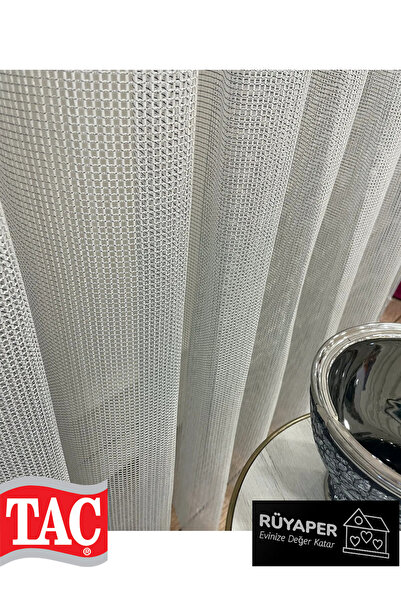 Taç Modern Textured Knitted 1/3 Dense Pleat - Light Gray Tulle Curtain