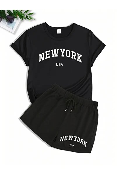 LAND MODA Women’S Casual Sports Set, Short Sleeve T-Shirt & Quick Dry Shorts,