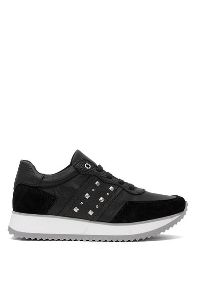 Mammamia Tenis de damă - D25YA-560 Model clasic din piele naturală neagră
