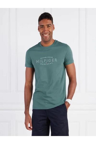 Tommy Hilfiger Organic Cotton Curve Logo Slim Fit Men's T-Shirt