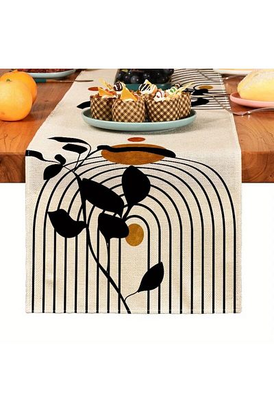 Choice 33X183cm Pattern 2 1pc Simple Plant Table Runner, BohemiaKitchen Dining Decoration, Linen Table Runn