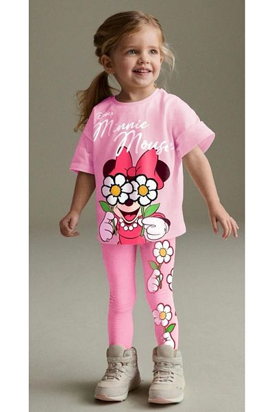 Pinkitokids Minnie Süzene Embroidered T-Shirt and Leggings Set