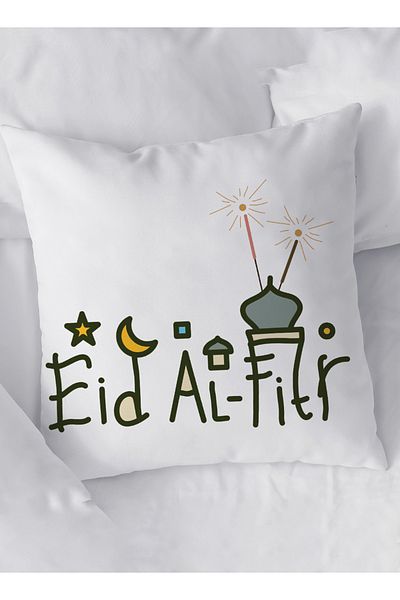 LOWHA Polyester Pillowcase Cushion Cover with Eid Al-Fitr and Fireworks Design