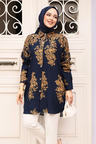 Neva Style Navy Blue Tunic 20413L Ευέλικτη Επιλογή Μήκους Χρόνου Μήκους