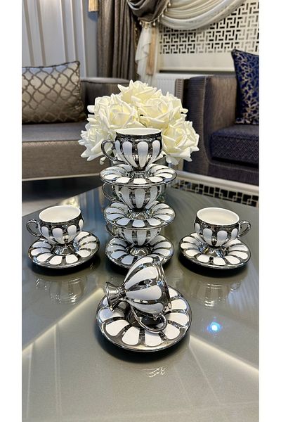 ACAR Silver Color Karius 6-Person Footed Coffee Cup Set