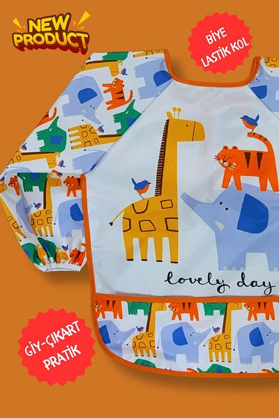 BibKing Long Sleeve Children 3-8 Years Hobby Activity Activity Painting Apron Liquid Proof, Machine Washable