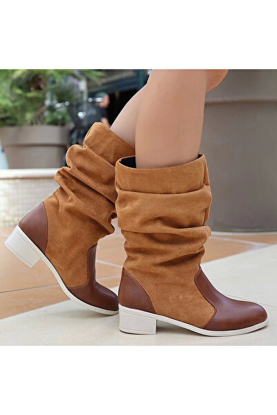 KAZAX Λεπτομερείς μπότες Jolin Tan Skin Suede