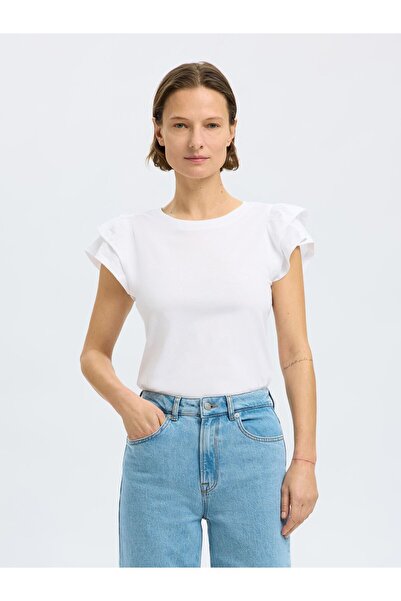 Selected Femme Oberteil mit Rüschen Kurzarm