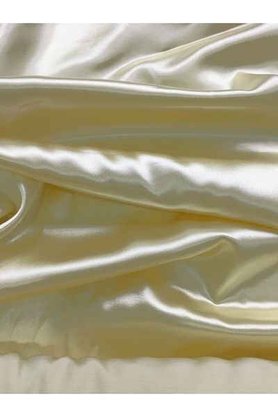 Kahra Collection Χρυσή Κρέμα Μίντι Μήκους Σατέν Φούστα 82cm