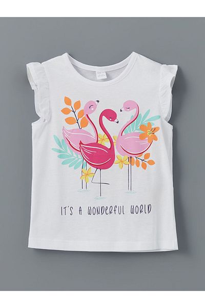 LC Waikiki New Season Crew Neck Printed Girl's T-Shirt - S5Ha18Z1