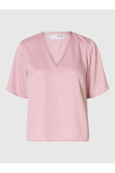 Selected Femme Top mit V-Ausschnitt Kurzärmeliges