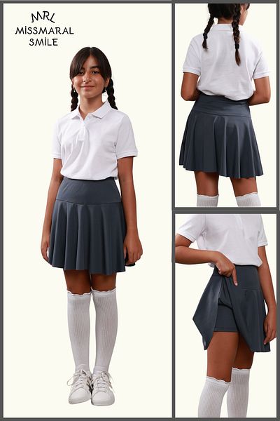 missmaral High Waist Anthracite Skirt with Shorts - Pool and Sea Sports, Daily Use, Shorts 4101