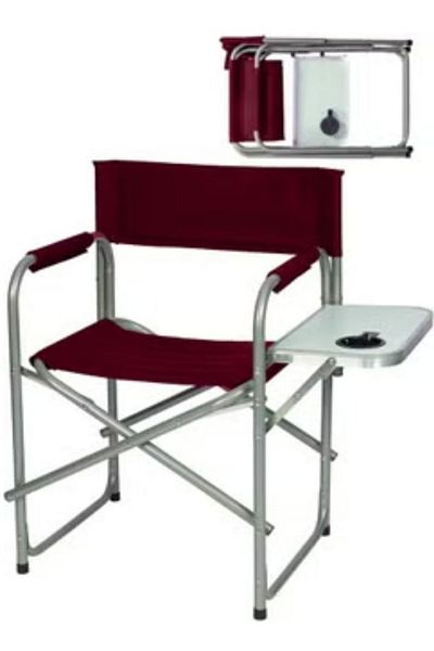 smart home Folding Chair With Storage Pocket And Side Table With Two Cup Slots For Camping And Trekking