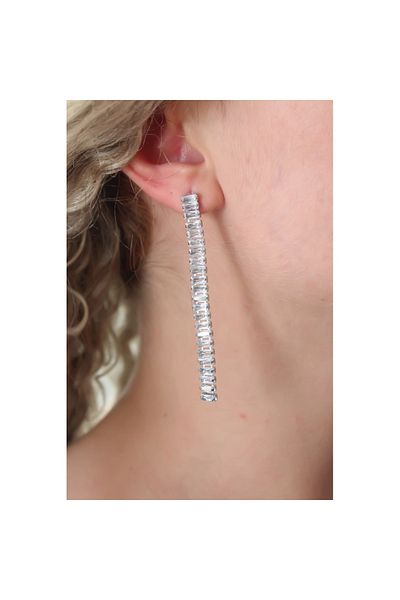 Skygo Zircon Stone Detailed Silver Women's Earrings - TJ-BKP7160