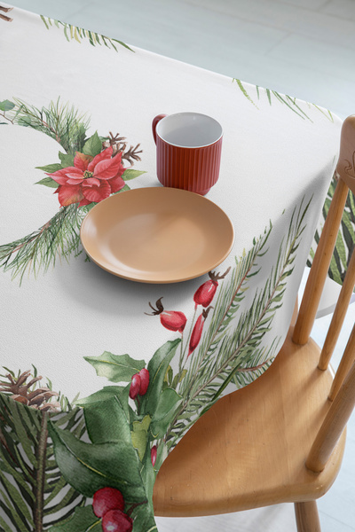 GMhome مفرش طاولة من القماش بدون قلق بطباعة رقمية بنمط أوراق الصنوبر