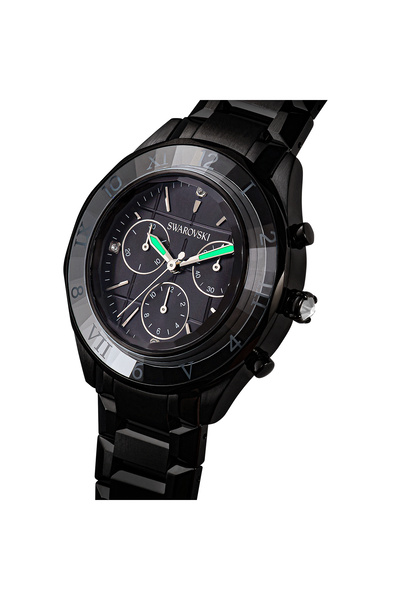 Swarovski Dextera Chrono Watch, 39 Mm, Swiss Made, Metal Bracelet, Black, Black Surface