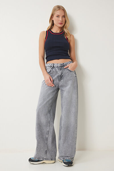 Lovelyİstanbul Wide Leg Jean Washed - Gray Lus0098