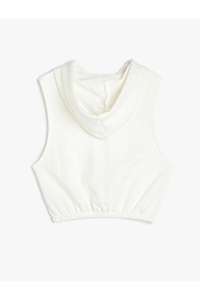 Koton Sleeve Opening Wide Sleeveless Hooded Crop Sweatshirt