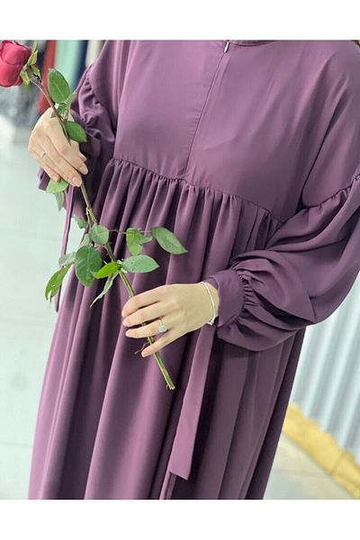 Fashion journey hajj umrah φόρεμα με μισό φερμουάρ με μανίκια