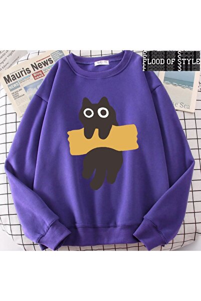 Flood Of Style Hip Hop Harajuku Stil Vintage Band pisică Drăguță Violet