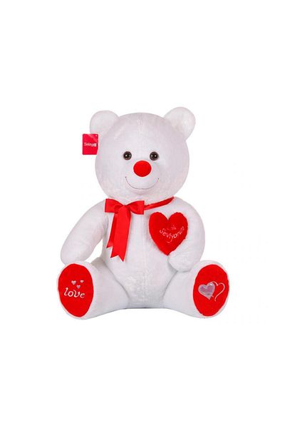 Skygo Yumoş Bear 47 cm White Plush Bear with Heart Gift for Lover