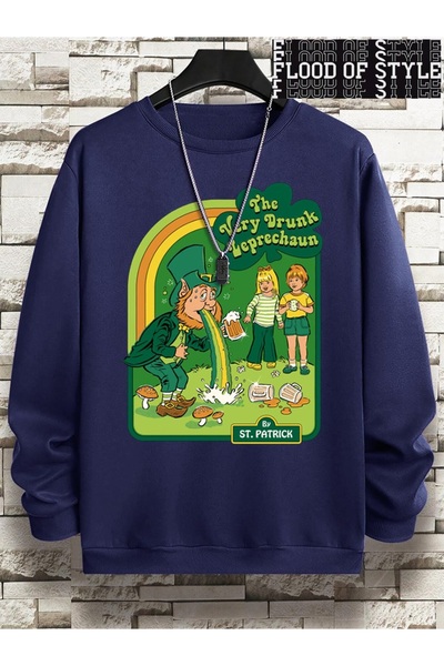 Flood Of Style Hip Hop Harajuku Vintage Stil Foarte Beat Leprechaun Bleumarin