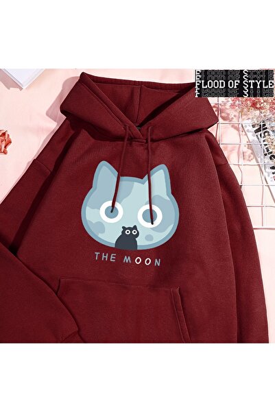 Flood Of Style Χιπ χοπ Χαρατζούκου σε στυλ Vintage Moon Blue Cat Fun Print Λευκό