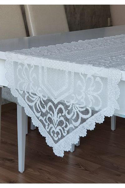 WENESSİ Husă Runner din tul tricotat 40x140 cu model otoman - CREAM