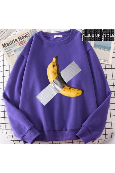 Flood Of Style Hip Hop Harajuku Stil Vintage Banana Distracție Drăguț Violet