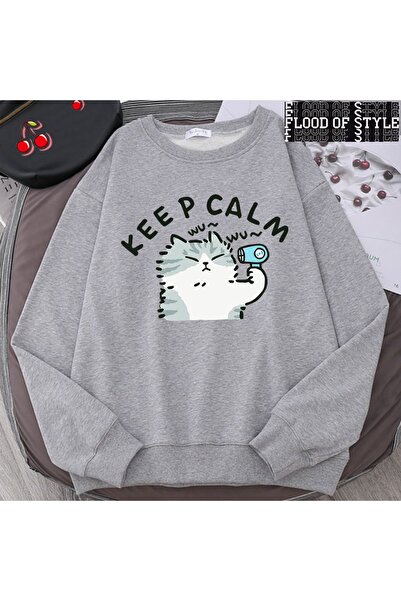 Flood Of Style Hip Hop Harajuku Stil Vintage Distracție pisică drăguț Gri