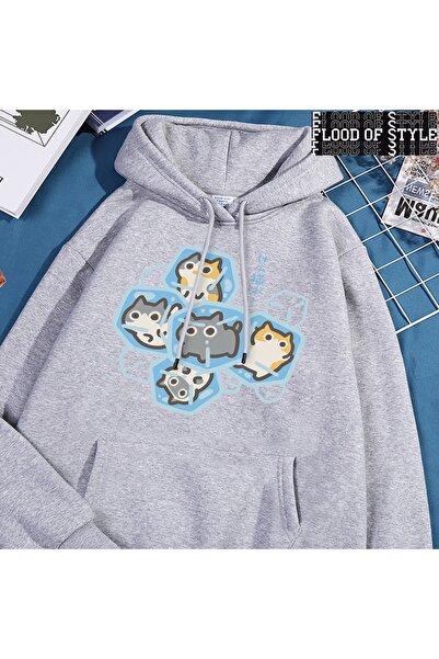 Flood Of Style Hip Hop Harajuku Stil Vintage Ice pisică Fun Gri