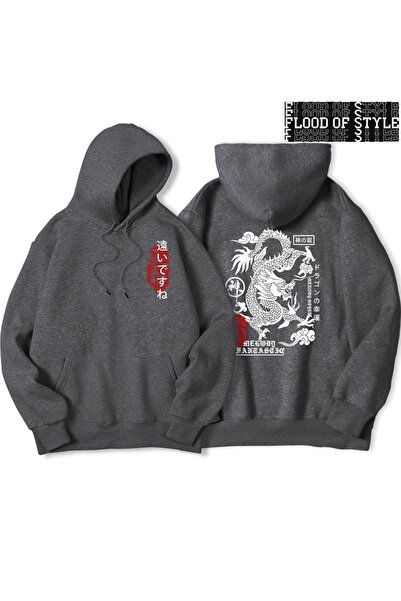 Flood Of Style Hip Hop Harajuku Stil vintage Harajuku Dragon Model amuzant Gri