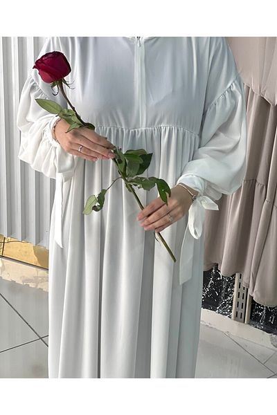Fashion journey hajj umrah φόρεμα με μισό φερμουάρ με μανίκια
