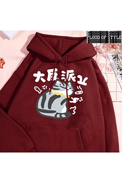 Flood Of Style Hip Hop Harajuku Vintage Tarzı Büyük Villain karakter kedi Beyaz