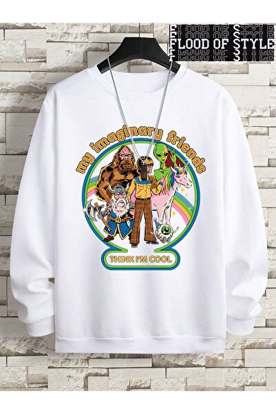 Flood Of Style Hip Hop Harajuku Stil vintage Gândesc la prietenii mei de vis Alb