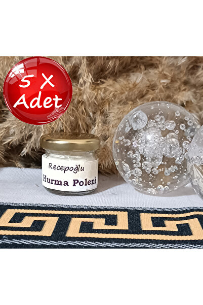 Recepoğlu Saf katkısız Hurma Poleni Cam Kavanoz 20 g X 5 Adet