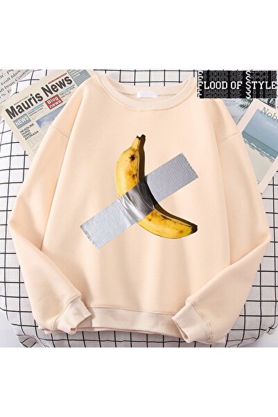 Flood Of Style Χιπ χοπ Χαρατζούκου σε στυλ Vintage Μπανάνα Διασκεδαστικό Χαριτωμένο Μπεζ