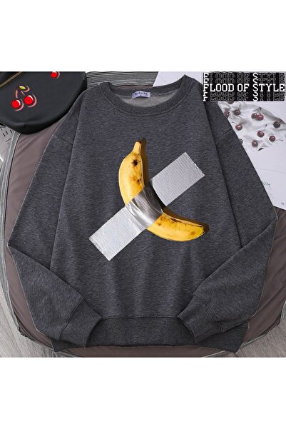 Flood Of Style Hip Hop Harajuku Stil vintage Banana Distracție Drăguț Gri