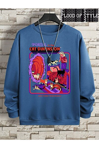 Flood Of Style Хіп-хоп Харадзюку Вінтажний стиль Портал Кішка Розмір Синій