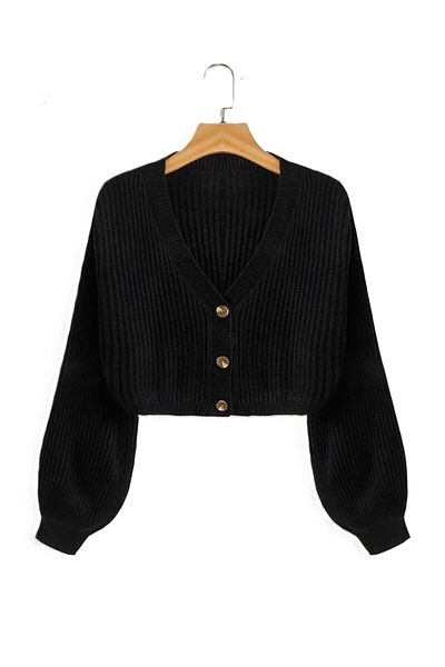 BOZKAYA ÖRME Women's Knitwear Crop Casual Cardigan Jacket