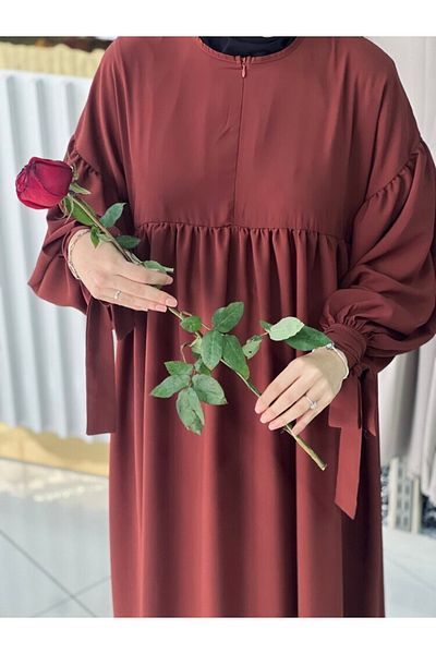 Fashion journey rochie cu jumătate de fermoar cu mâneci Hajj umrah