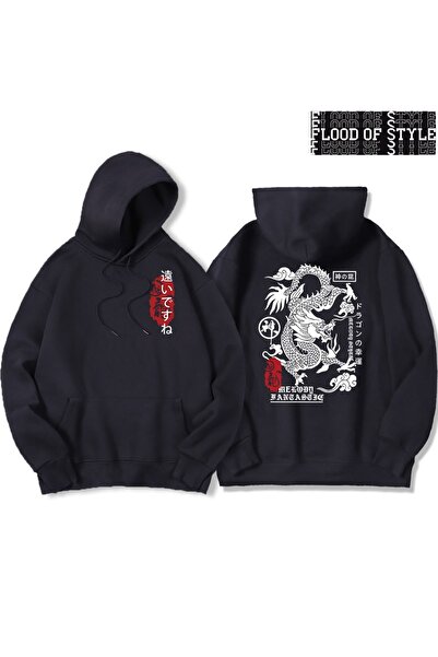 Flood Of Style Hip Hop Harajuku Stil Vintage Harajuku Dragon Model Amuzant Negru