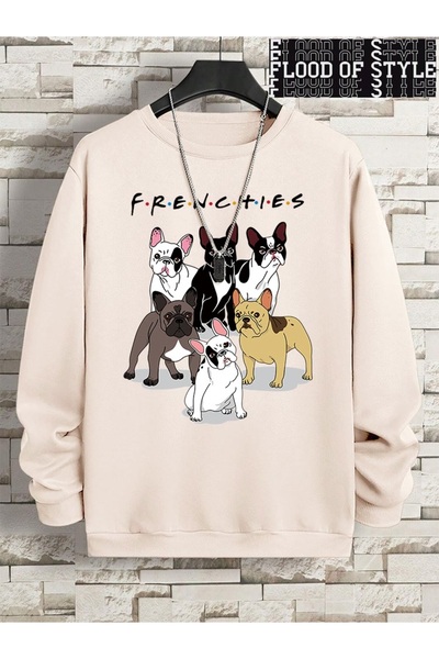 Flood Of Style Hip Hop Harajuku Stil Vintage Frenchies 6 bulldogi francezi Bej