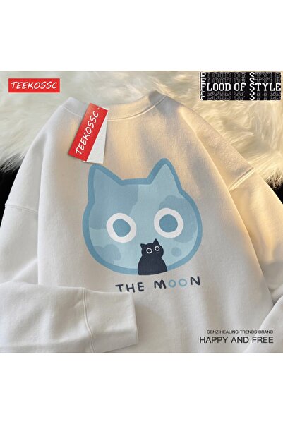 Flood Of Style Hip Hop Harajuku Vintage στυλ Ηλιακή γάτα φεγγάρι γάτα αστεία ...