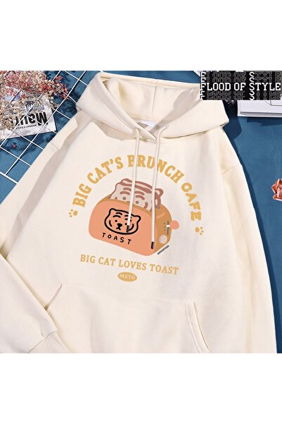 Flood Of Style Hip Hop Harajuku Vintage Style pisică aparat de paine amuzant Bej