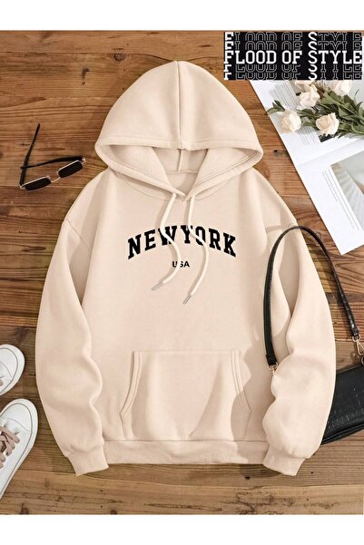 Flood Of Style Hip Hop Harajuku Stil vintage New York SUA litera orașului Bej