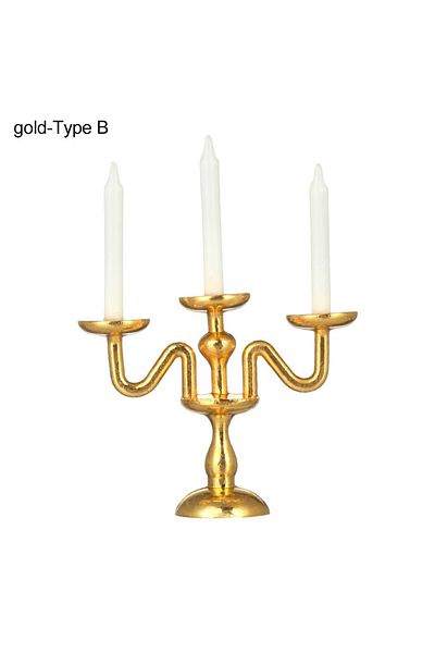 Choice Gold-Type B 1:12 Scale Dollhouse Candle Holder Miniature Candlestick Doll Accessories Playing House