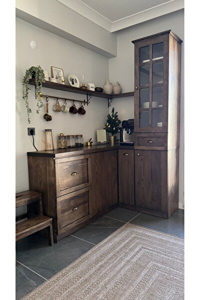 aSSa Masif Ahşap Kahve Köşesi, Mutfak dolabı, Erzak dolabı, Raflı