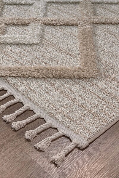 SİMEREV HALI HOME CONSEPT Bukle Dokuma Yumuşak Halı Salon Oturma Odası Mutfak Yatak Odası Yolluk Kilim Krem Bej
