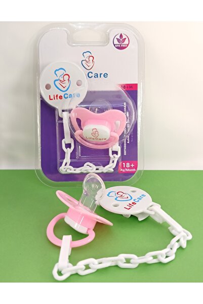 LifeCareBaby Askılı Damaklı Ortodontik Emzik 3 numara 18+ Ay Pembe
